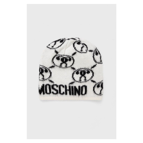 Čepice z vlněné směsi Moschino bílá barva,