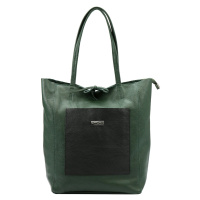 Kožená kabelka přes rameno MiaMore 01-060 zelená / černá