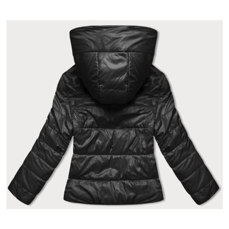 Krátká černá dámská bunda s kapucí (B8187-1) S'WEST