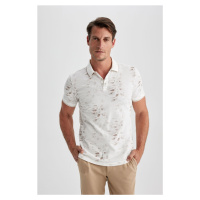 DEFACTO Slim Fit Polo Neck Printed Short Sleeve T-Shirt