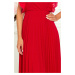 Tmavě červené midi šaty se skládanou sukní