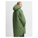 Zelený dámský prošívaný zimní kabát s kapucí ICHI