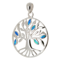 Stříbrný přívěšek strom života s modrými opály STRZ0792F