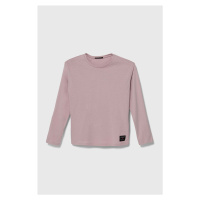 Dětská bavlněná košile s dlouhým rukávem Sisley růžová barva