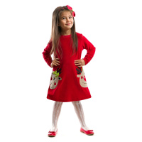 Denokids Twin Deer Girl Velvet Red Christmas Dress
