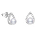 Beneto Elegantní stříbrné náušnice pecky s pravou sladkovodní perlou AGUP2266P