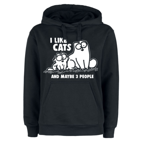 Simon's Cat I Like Cats And Maybe 3 People Dámská mikina s kapucí černá