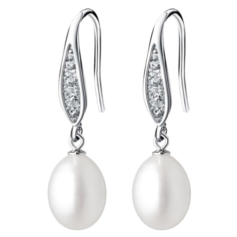 Gaura Pearls Stříbrné náušnice s bílou 9 mm perlou Susana, stříbro 925/1000 E1309 Bílá