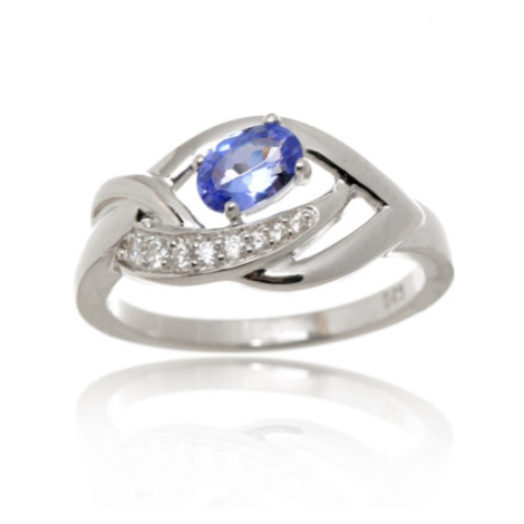 Stříbrný prsten s přírodním tanzanitem STRP0462F + dárek zdarma Ego Fashion