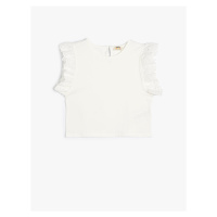 Koton T-Shirt Crew Neck Ruffle Sleeve Cotton