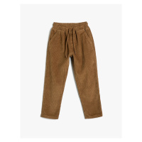 Koton Basic Cotton Trousers with Tie Waist Pocket Detailed.