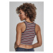 Ladies Rib Stripe Cropped Top - white/navy/fire red