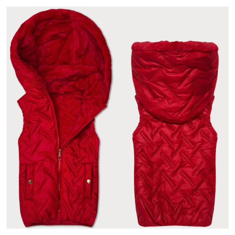 Červená dámská vesta s kožešinovou podšívkou S'West (B8252-404)