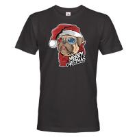Pánské tričko s potiskem vánočního buldočku - vtipné vánoční tričko