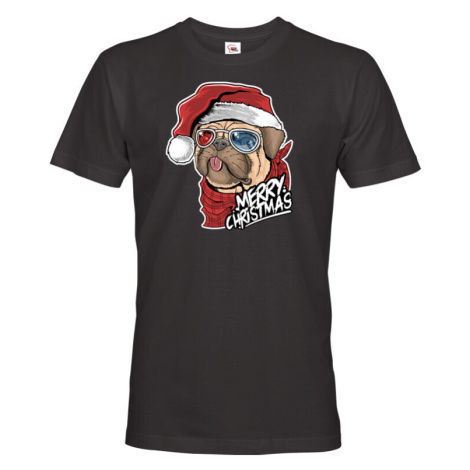 Pánské tričko s potiskem vánočního buldočku - vtipné vánoční tričko BezvaTriko
