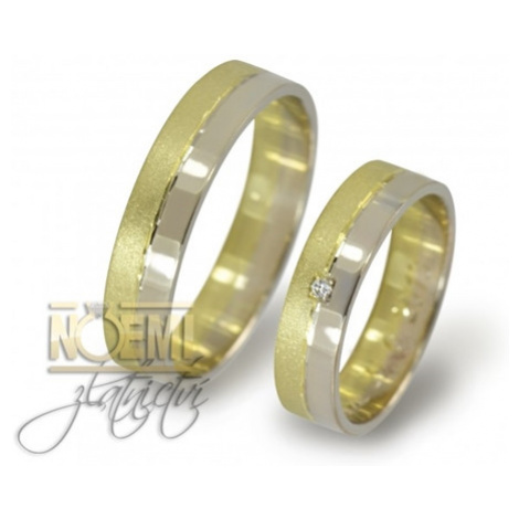 Zlaté snubní prsteny žlutobílé 0110 + DÁREK ZDARMA