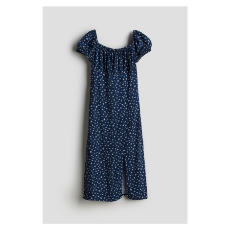 H & M - Šaty midi's nabíraným rukávem - modrá H&M