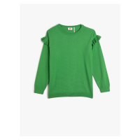 Koton Basic Sweatshirt with Frill Detailed Crew Neck Long Sleeved.