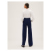 Tmavě modré dámské široké džíny s vysokým pasem Marks & Spencer
