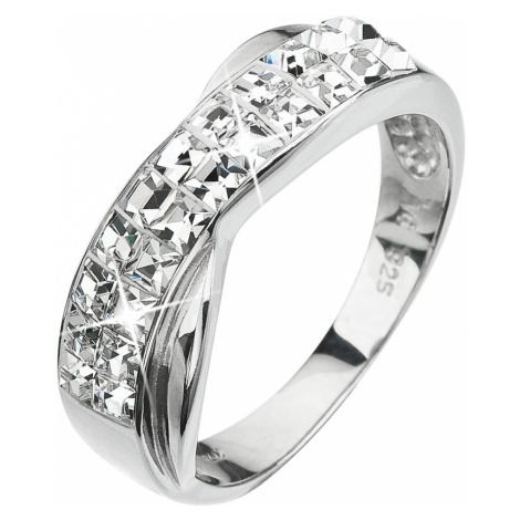 Evolution Group Stříbrný prsten s krystaly bílý 35040.1