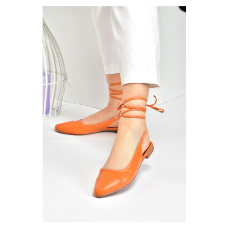 Fox Shoes Orange Women's Ballerina Ballerina with Ankle Strap