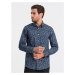 Ombre Clothing Zajímavá tmavě modrá košile s trendy vzorem V1 SHCS-0151