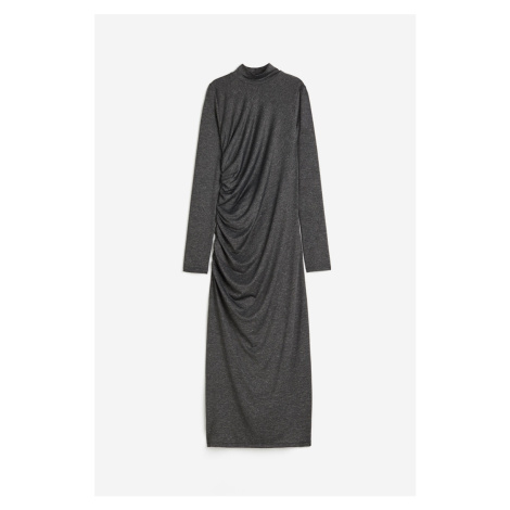 H & M - Nabírané šaty's vysokým límcem - šedá H&M