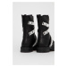 Kožené kotníkové boty Love Moschino dámské, černá barva, na plochém podpatku