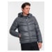 Men's quilted winter jacket with decorative zippers - graphite V3 OM-JAHP-22FW-010