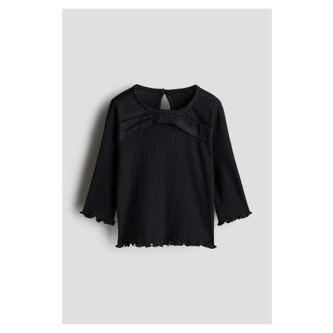H & M - Žerzejový top's mašlí - černá H&M
