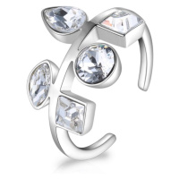 Brosway Výrazný otevřený prsten s krystaly Rain BNR33 L (56 - 59 mm)