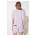 Trendyol Lilac Printed Knitted Pajamas Set