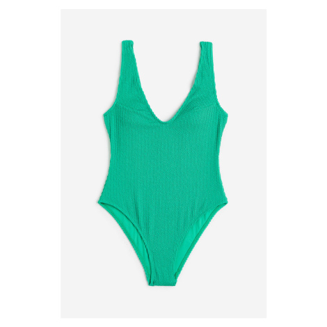H & M - Jednodílné plavky High leg - zelená H&M