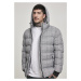 Hooded Check Puffer Jacket - white/black