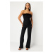 Trendyol Black Wide Leg Woven Fitted Jumpsuit