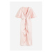 H & M - Řasené saténové šaty - růžová