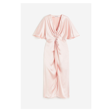 H & M - Řasené saténové šaty - růžová H&M