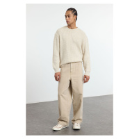 Trendyol Stone Unisex Crew Neck Textured Knitwear Sweater