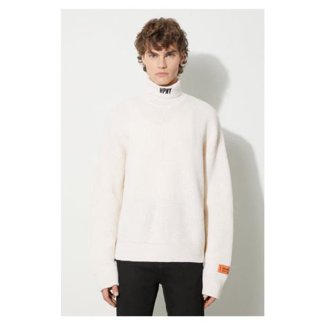 Vlněný svetr Heron Preston Hpny Knit Rollneck pánský, béžová barva, s golfem, HMHA006F23KNI00104