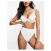 ASOS DESIGN fuller bust recycled step front underwired bikini top in white dd-g