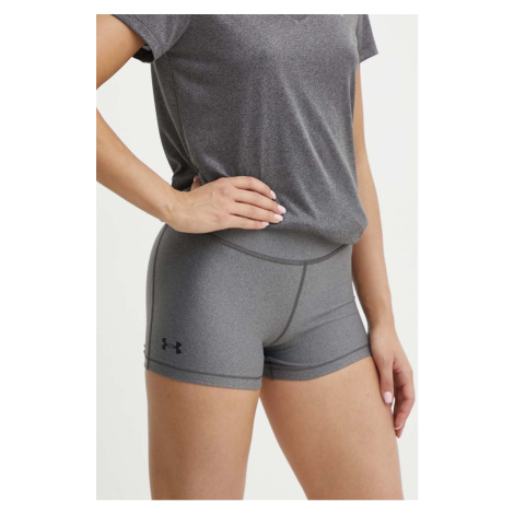 Kraťasy Under Armour dámské, šedá barva, hladké, high waist