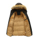 Péřová pánská bunda zimní parka s kožíškem a kapucí