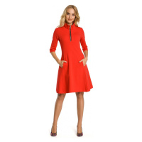 Dámské šaty s límcem na zip M349 - červené - MOE