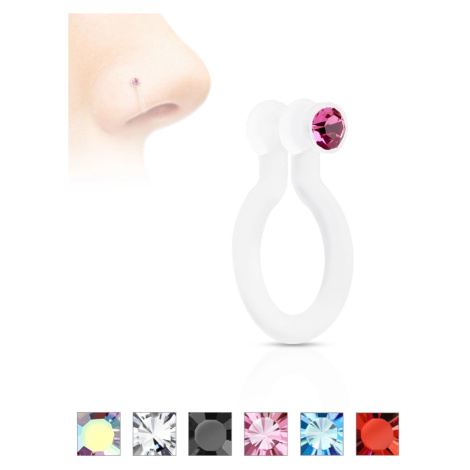 Fake piercing do nosu z Bioflexu, třpytivý zirkonek, různé barvy - Barva zirkonu: Duhová - AB Šperky eshop