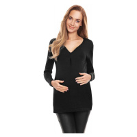 Těhotenský svetr s výstřihem v černé barvě