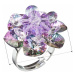 Stříbrný prsten s krystaly Swarovski fialová kytička 35012.5