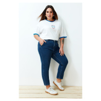 Trendyol Curve Blue High Waist Mom Fit Jeans