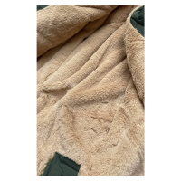 Zeleno-béžová teplá dámská zimní bunda (W559)