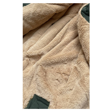 Zeleno-béžová teplá dámská zimní bunda (W559) MHM