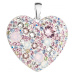 Stříbrný přívěsek s krystaly Swarovski mix barev srdce 34243.3 Magic Rose